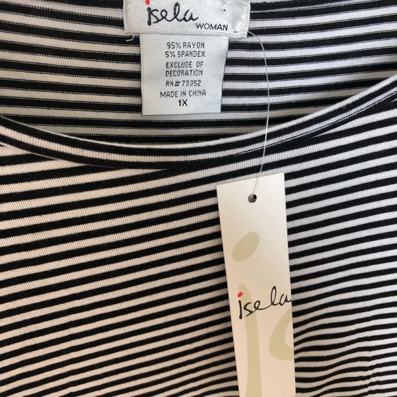 Isela Black and White Stripped Pom Pom Top - Picture 5 of 8